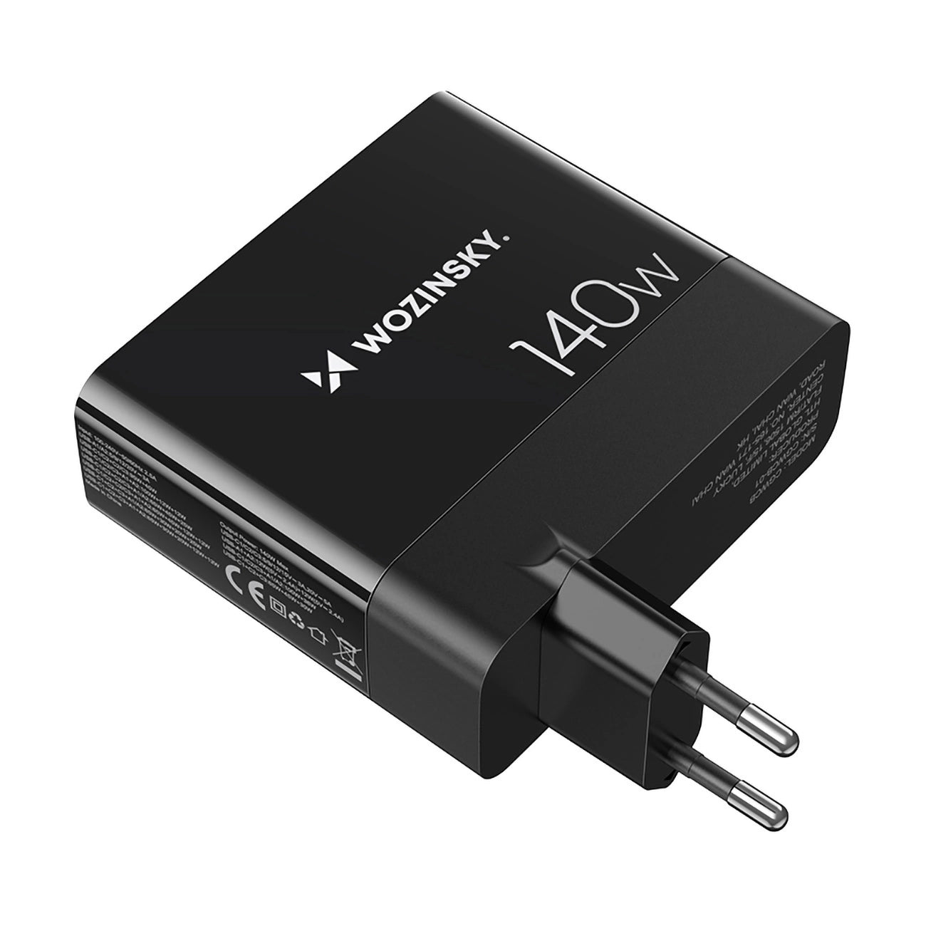 GaN Wozinsky CGWCB 140W Wandladegerät 3 x USB-C / 2 x USB-A - Schwarz
