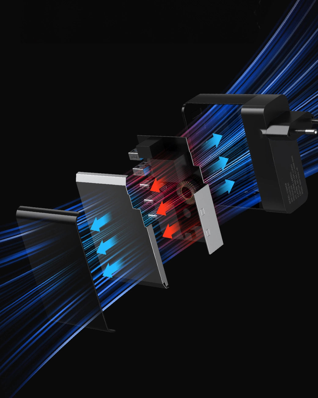 GaN Wozinsky CGWCB 140W Wandladegerät 3 x USB-C / 2 x USB-A - Schwarz