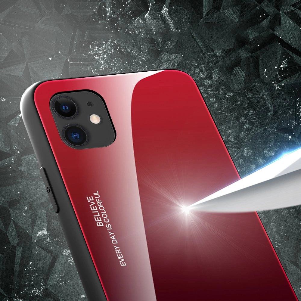 Gradient Glass Handyhülle Schutzhülle aus Panzerglas für iPhone 12 mini schwarz-rot