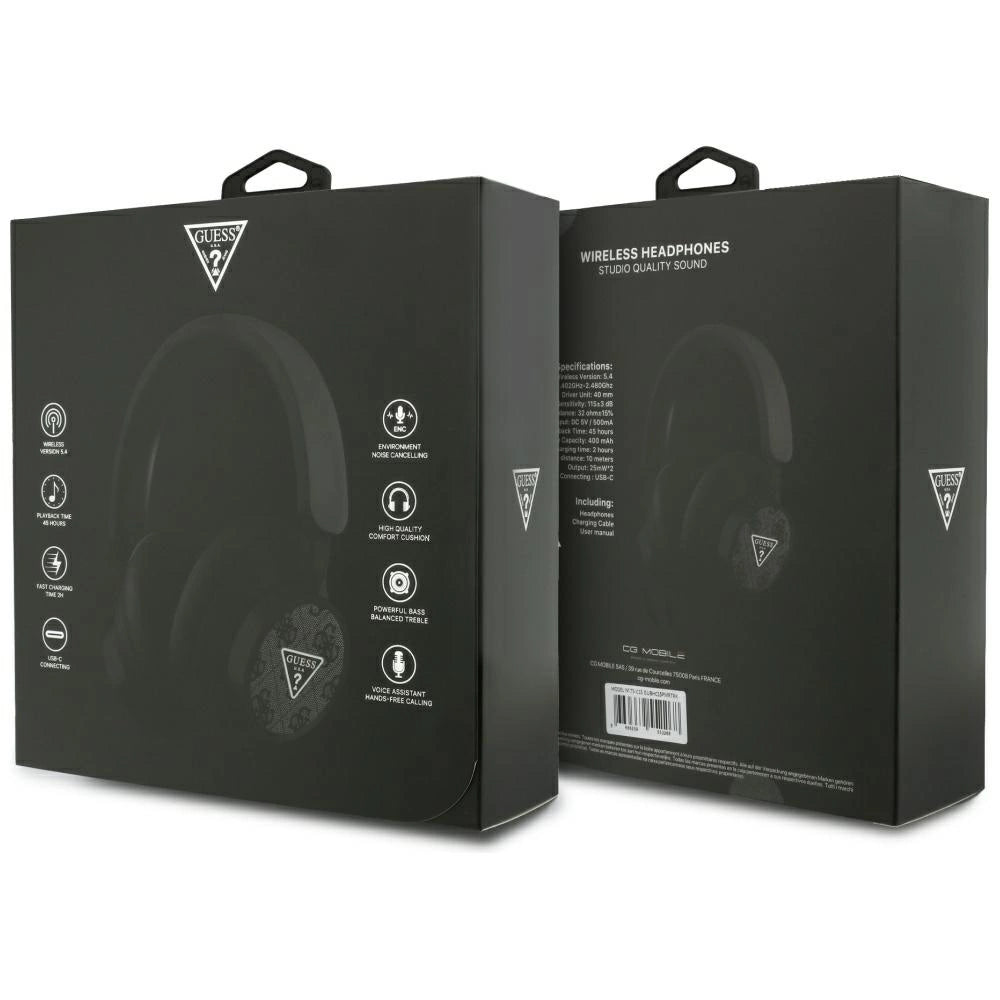 Guess 4G Bluetooth-Over-Ear-Kopfhörer mit Dreieck-Logo – Schwarz