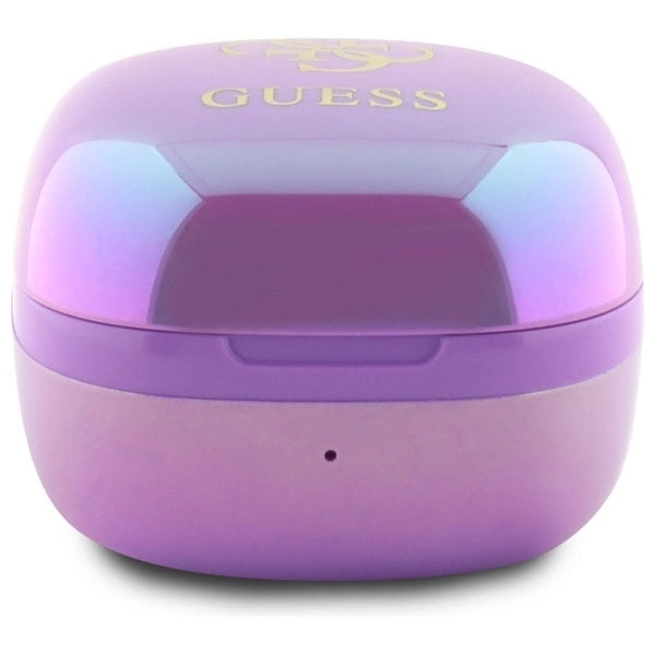 Guess 4G Bluetooth TWS-Kopfhörer mit aufgedrucktem Logo + Dockingstation, Violett