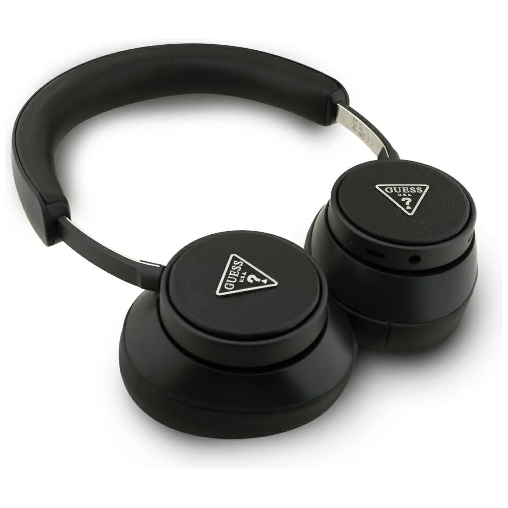 Guess Bluetooth ENC On-Ear-Kopfhörer mit Saffiano-Dreieckslogo – Schwarz