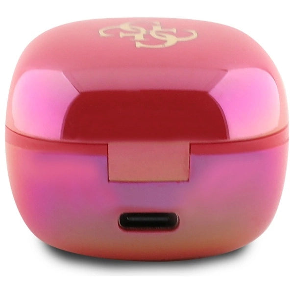 Guess Bluetooth-Kopfhörer GUTWSJ144ESF TWS + Dock Fuchsia/Fuschia Iridescent 4G Gedrucktes Logo