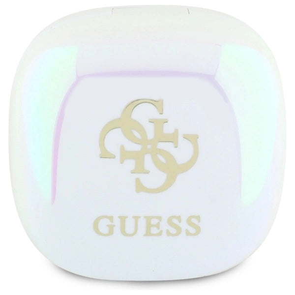 Guess Bluetooth-Kopfhörer GUTWSJ144ESH TWS + Dockingstation weiß/weiß schillerndes 4G-gedrucktes Logo