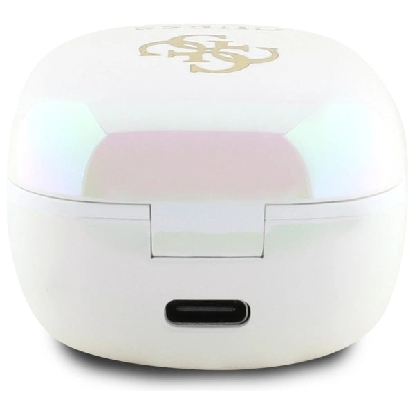 Guess Bluetooth-Kopfhörer GUTWSJ144ESH TWS + Dockingstation weiß/weiß schillerndes 4G-gedrucktes Logo