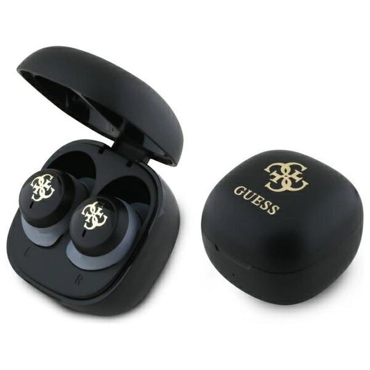 Guess Bluetooth-Kopfhörer GUTWSJ144ESK TWS + Dockingstation schwarz/schwarz schillerndes 4G-gedrucktes Logo