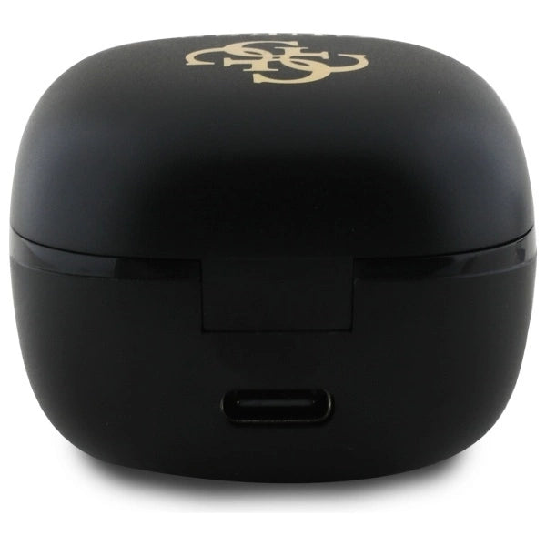 Guess Bluetooth-Kopfhörer GUTWSJ144ESK TWS + Dockingstation schwarz/schwarz schillerndes 4G-gedrucktes Logo