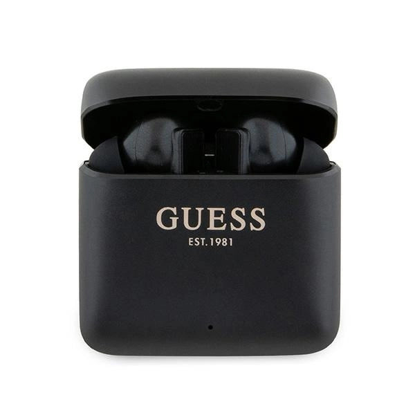 Guess Bluetooth-Kopfhörer GUTWSSU20ALEGK TWS + Dockingstation schwarz/schwarz gedrucktes Logo