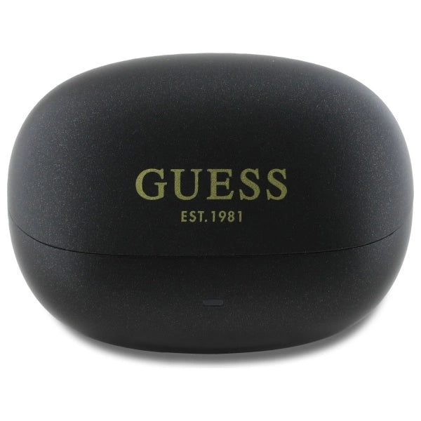 Guess Bluetooth-Kopfhörer GUTWST88MCTGK TWS + Dockingstation schwarz/schwarzes Kapsel-gedrucktes Logo