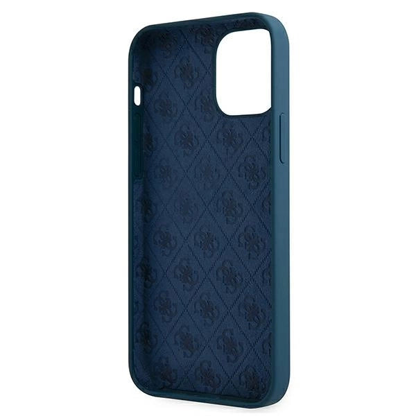 Guess, GUHCP12SLSLMGBL iPhone 12 mini 5,4" blau/blaues Hardcase Metall-Logo-Skript