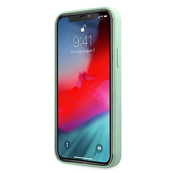 Guess, GUHCP12SLSLMGGN iPhone 12 mini 5,4" grün/grüne Hardcase Metall-Logoschriftzug