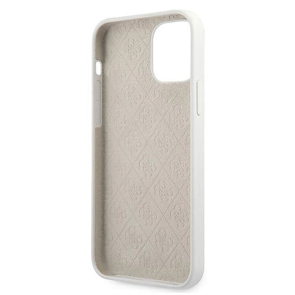 Guess, GUHCP12SLSLMGWH iPhone 12 mini 5,4" weiß/weißes Hardcase Metall-Logo-Schriftzug