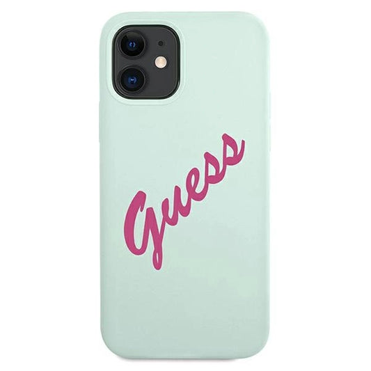Guess GUHCP12SLSVSBF iPhone 12 mini 5.4" blau fuchsia/blau fuschia Hardcase Silikon Vintage