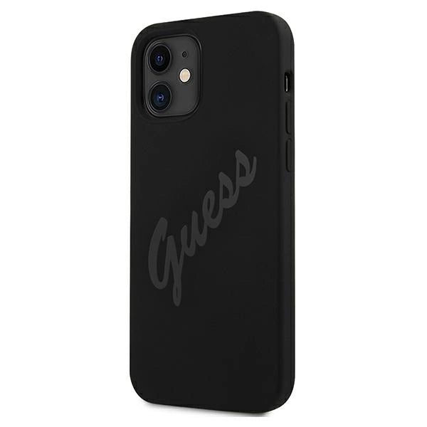 Guess GUHCP12SLSVSBK iPhone 12 mini 5.4" schwarz/schwarz Hardcase Script Vintage