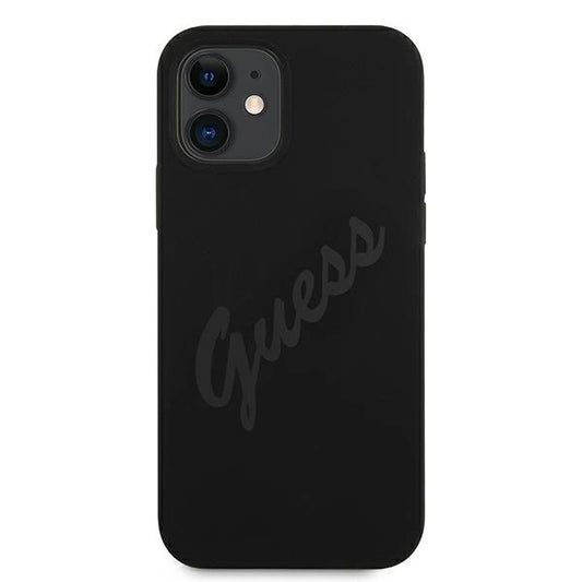 Guess GUHCP12SLSVSBK iPhone 12 mini 5.4" schwarz/schwarz Hardcase Script Vintage