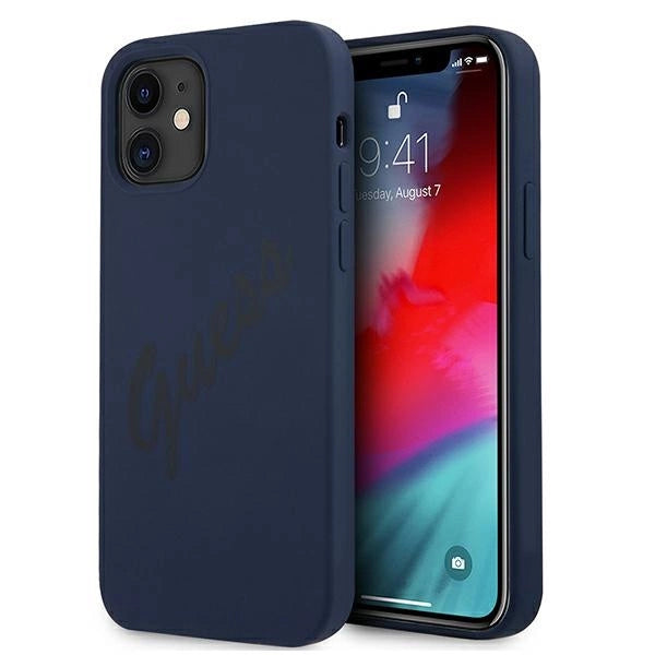 Guess GUHCP12SLSVSBL iPhone 12 mini 5.4" blau/blau Hardcase Script Vintage