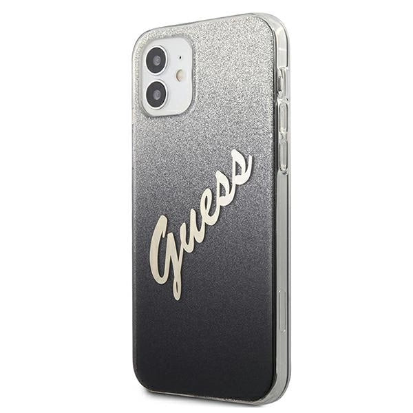 Guess GUHCP12SPCUGLSBK iPhone 12 mini 5,4" schwarz/schwarzes Hardcase Glitter Gradient Script