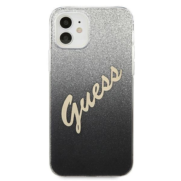 Guess GUHCP12SPCUGLSBK iPhone 12 mini 5,4" schwarz/schwarzes Hardcase Glitter Gradient Script