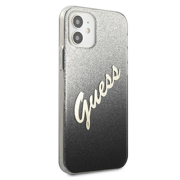 Guess GUHCP12SPCUGLSBK iPhone 12 mini 5,4" schwarz/schwarzes Hardcase Glitter Gradient Script