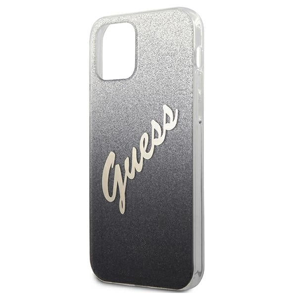 Guess GUHCP12SPCUGLSBK iPhone 12 mini 5,4" schwarz/schwarzes Hardcase Glitter Gradient Script