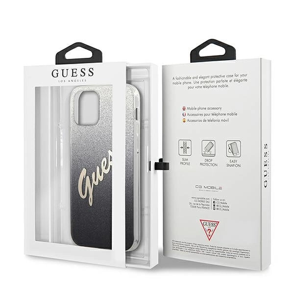 Guess GUHCP12SPCUGLSBK iPhone 12 mini 5,4" schwarz/schwarzes Hardcase Glitter Gradient Script