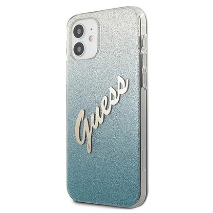 Guess GUHCP12SPCUGLSBL iPhone 12 mini 5,4" blau/blaue Hardcase Glitter Gradient Script