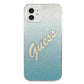 Guess GUHCP12SPCUGLSBL iPhone 12 mini 5,4" blau/blaue Hardcase Glitter Gradient Script