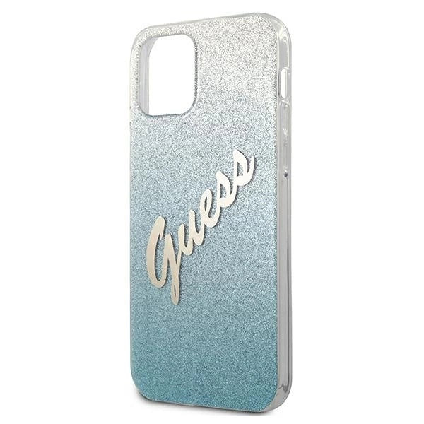 Guess GUHCP12SPCUGLSBL iPhone 12 mini 5,4" blau/blaue Hardcase Glitter Gradient Script