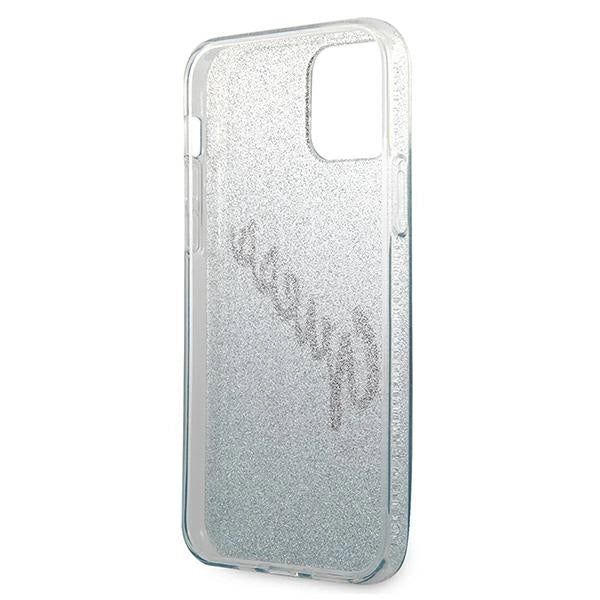 Guess GUHCP12SPCUGLSBL iPhone 12 mini 5,4" blau/blaue Hardcase Glitter Gradient Script