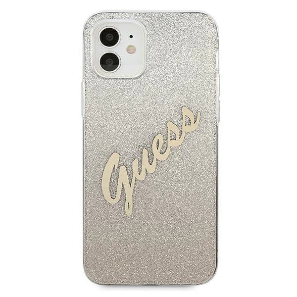 Guess GUHCP12SPCUGLSGO iPhone 12 mini 5,4" Gold/Gold Hardcase Glitter Gradient Script