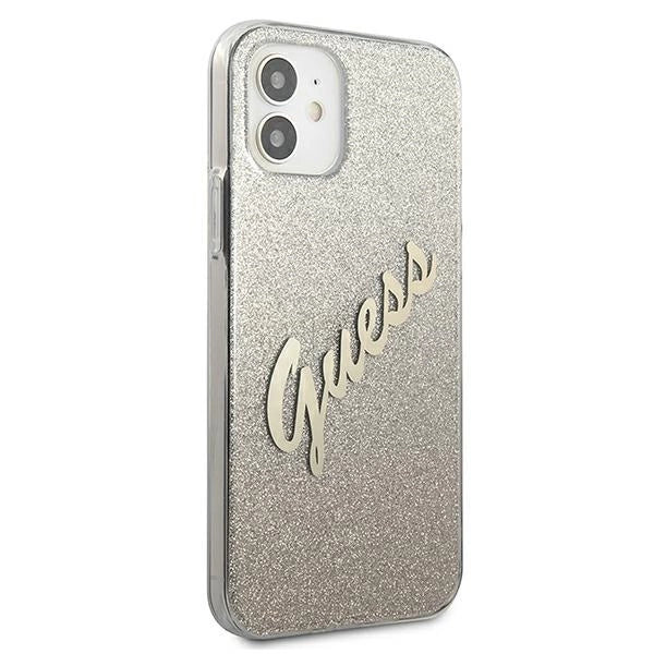 Guess GUHCP12SPCUGLSGO iPhone 12 mini 5,4" Gold/Gold Hardcase Glitter Gradient Script