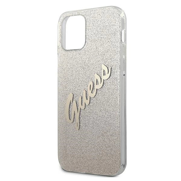 Guess GUHCP12SPCUGLSGO iPhone 12 mini 5,4" Gold/Gold Hardcase Glitter Gradient Script