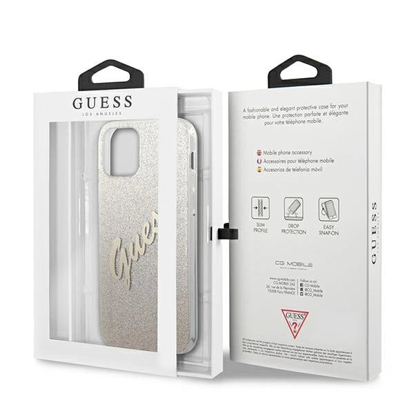 Guess GUHCP12SPCUGLSGO iPhone 12 mini 5,4" Gold/Gold Hardcase Glitter Gradient Script