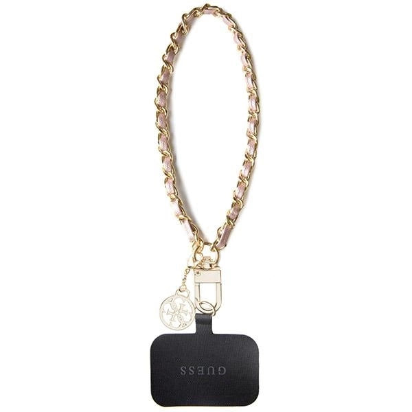 Guess GUOUCHSAMC4P Universal-Handschlaufenetui – rosa Saffiano Chain 4G Charm