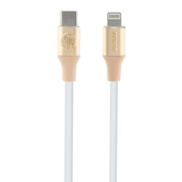 Guess Geprägtes Logo USB-C/ Lightning -Kabel 1,5 m Schnellladung – Gold