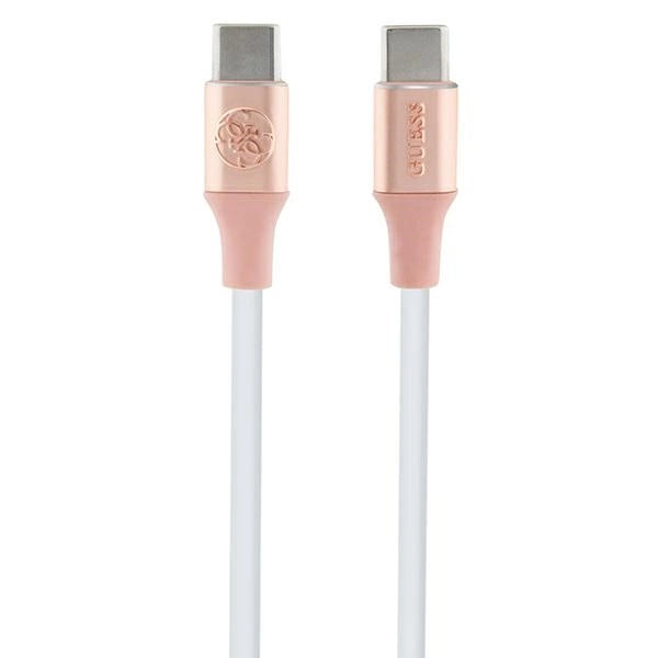 Guess Geprägtes Logo USB-C / USB-C-Kabel 1,5 m Schnellladung – Pink