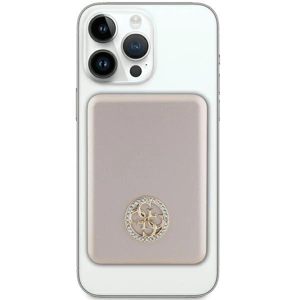 Guess MagSafe 4G Strassed Metal Logo Induktions-Powerbank 15 W 5000 mAh – Gold