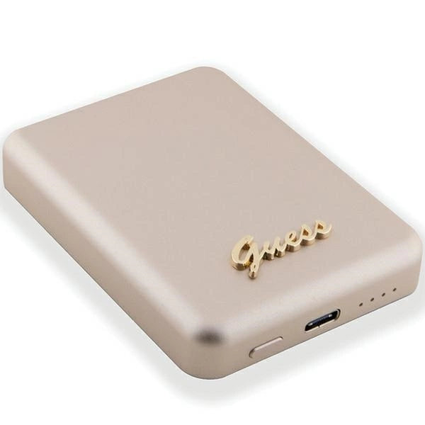 Guess MagSafe Metal Script Logo Induktions-Powerbank 15 W 5000 mAh – Gold