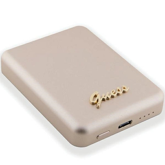 Guess MagSafe Metal Script Logo Induktions-Powerbank 15 W 5000 mAh – Gold
