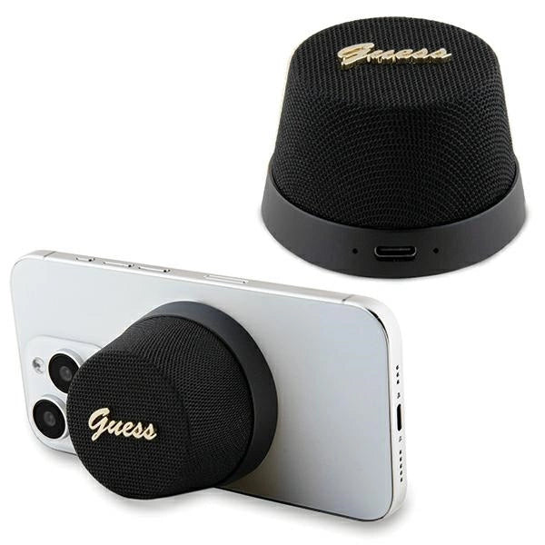 Guess Magnetic Script Metal Bluetooth-Lautsprecher – Schwarz