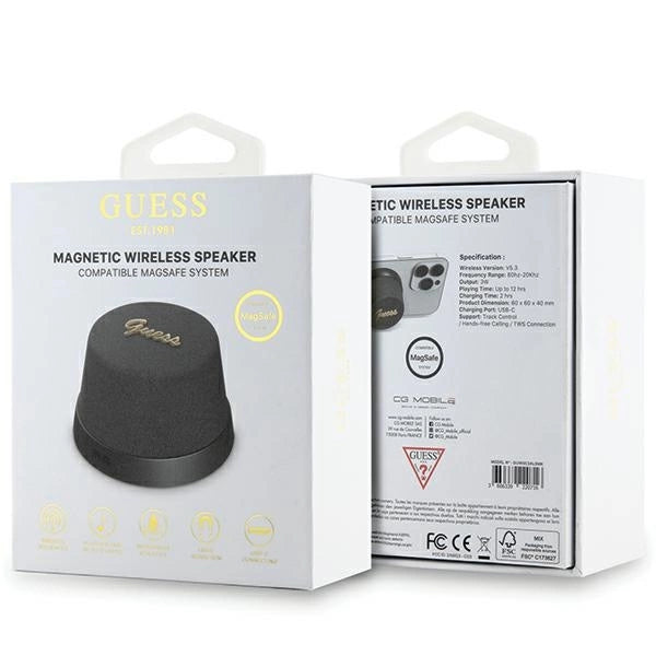 Guess Magnetic Script Metal Bluetooth-Lautsprecher – Schwarz