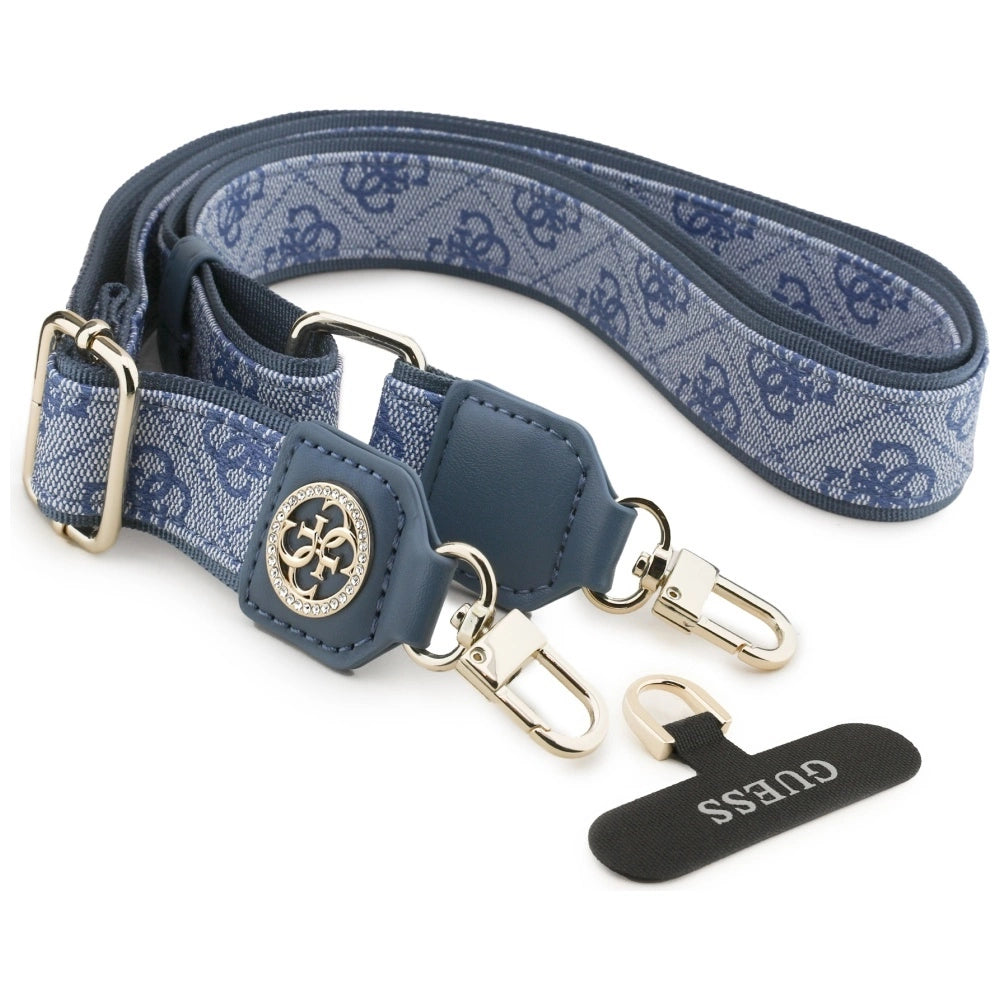 Guess Universal CBDY 4G Tether Patch Strass Metal Logo Phone Lanyard - Blau