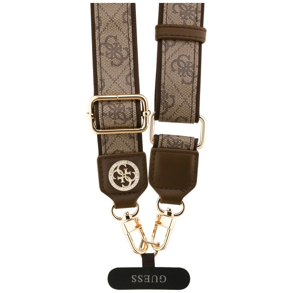 Guess Universal CBDY 4G Tether Patch Strass Metal Logo Phone Lanyard - Braun