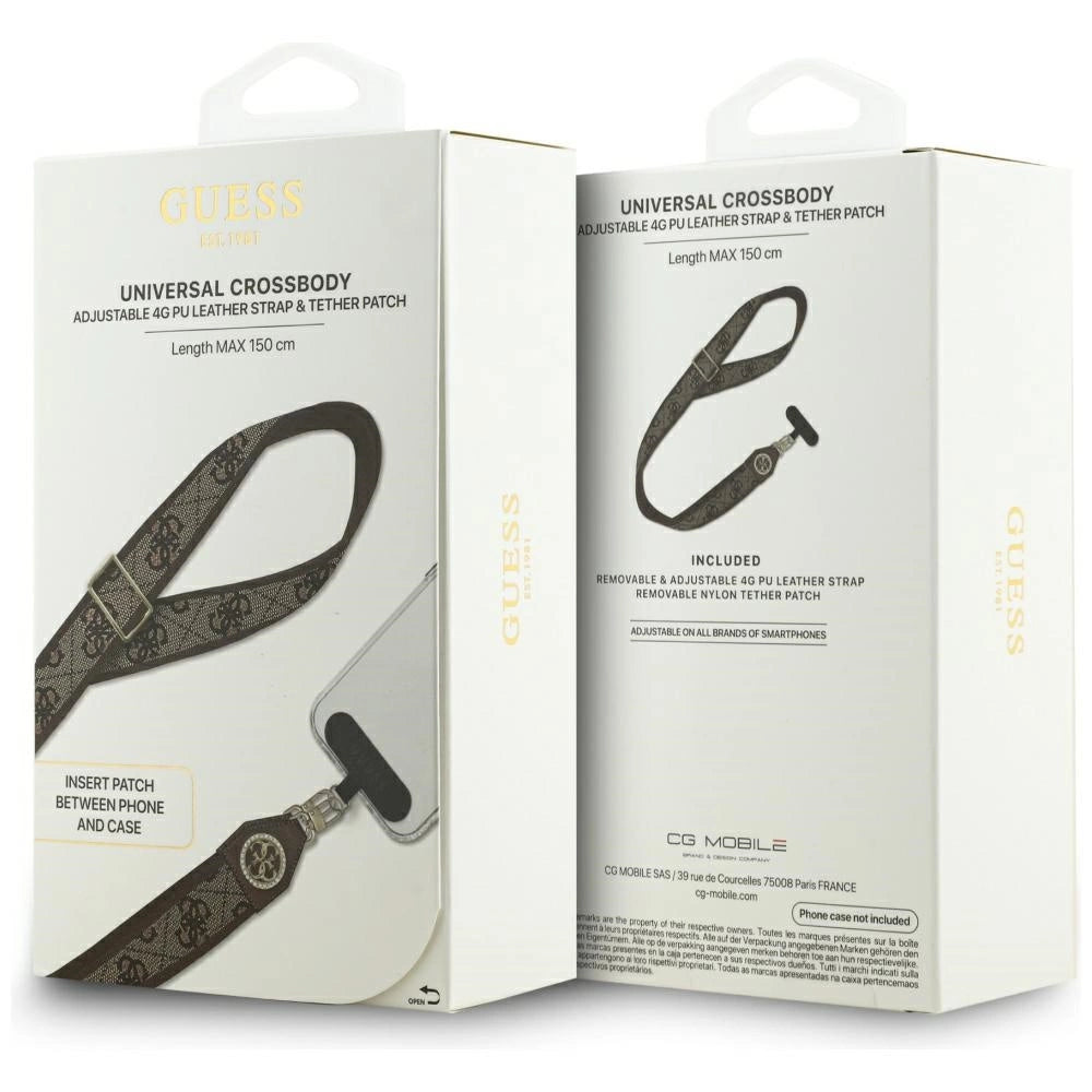 Guess Universal CBDY 4G Tether Patch Strass Metal Logo Phone Lanyard - Braun