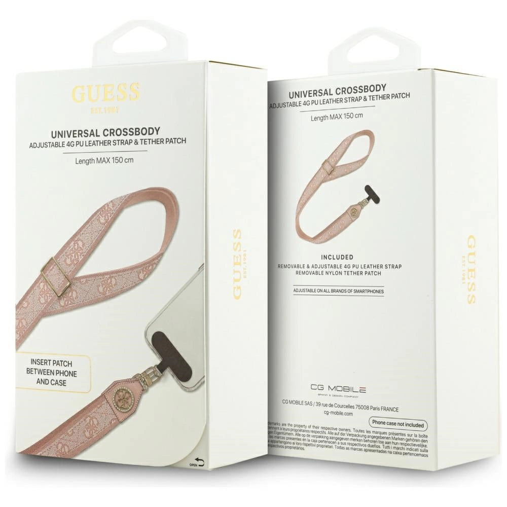 Guess Universal CBDY 4G Tether Patch Strass Metal Logo Phone Lanyard - Pink