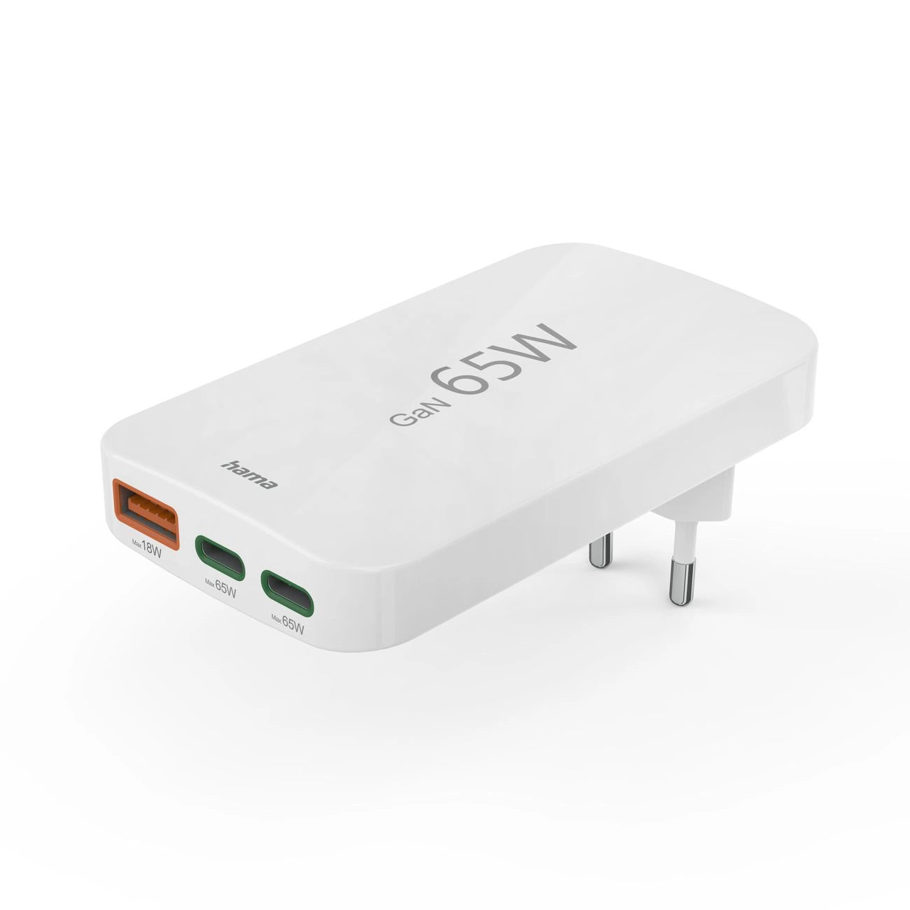 Hama GaN 65W Ladegerät 2x USB-C 1x USB-A faltbar - Weiß