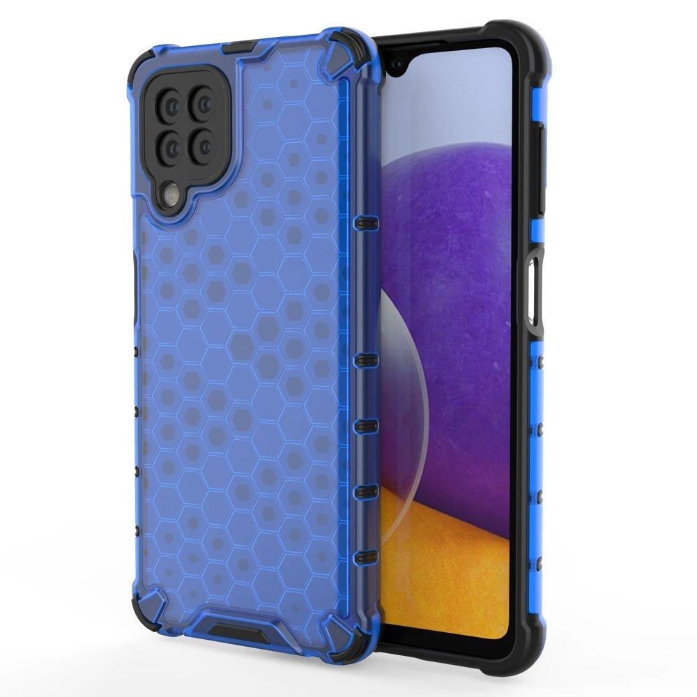 Honeycomb Handyhülle Schutzhülle mit TPU Rahmen für Samsung Galaxy A22 4G blau