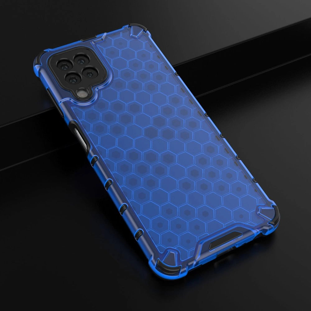 Honeycomb Handyhülle Schutzhülle mit TPU Rahmen für Samsung Galaxy A22 4G blau