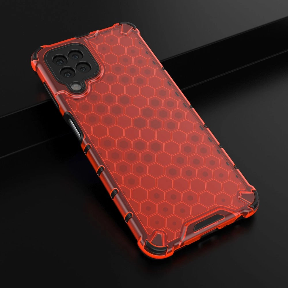 Honeycomb Handyhülle Schutzhülle mit TPU Rahmen für Samsung Galaxy A22 4G rot