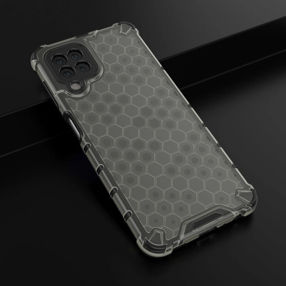 Honeycomb Handyhülle Schutzhülle mit TPU Rahmen für Samsung Galaxy A22 4G schwarz